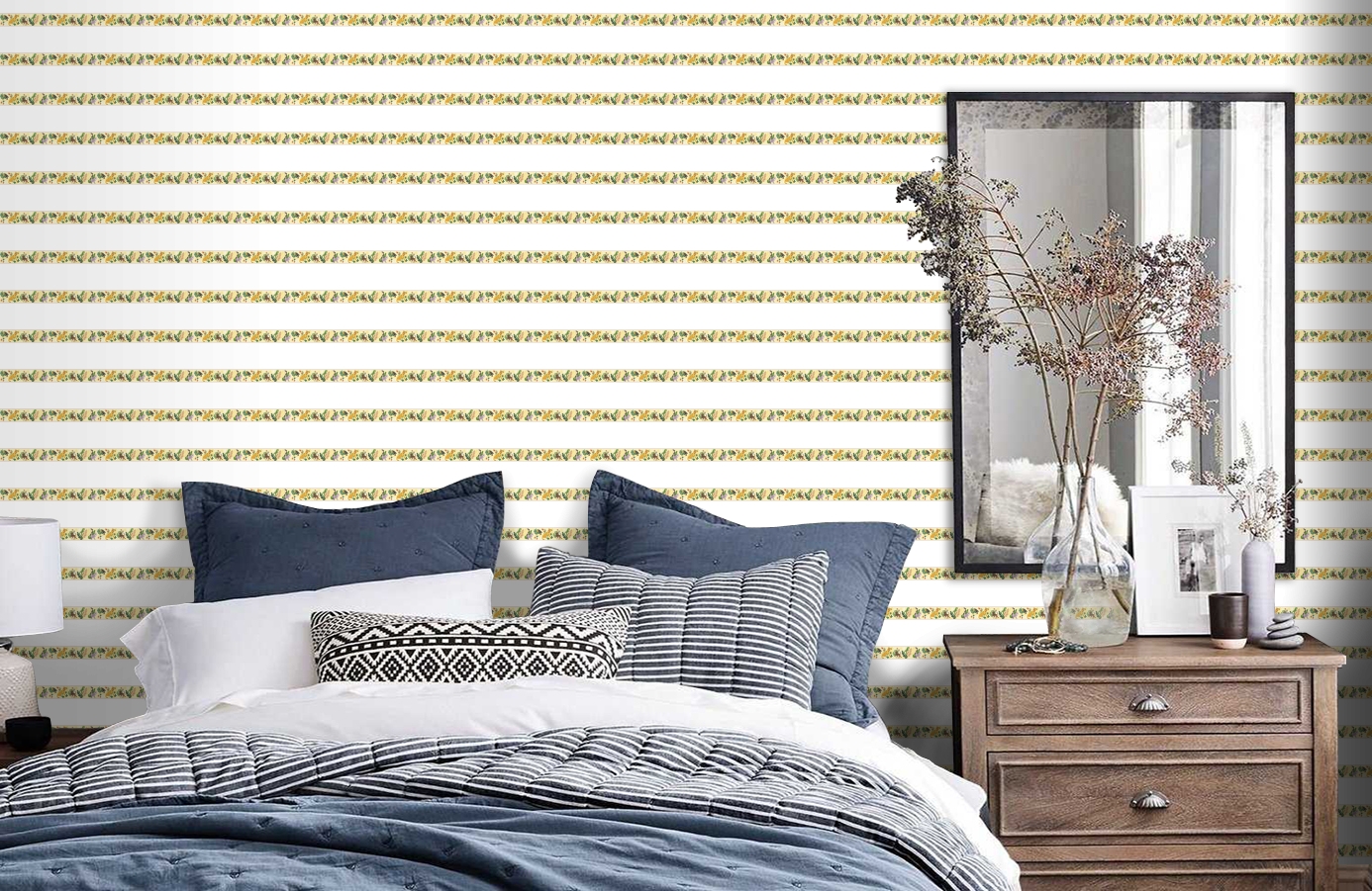 Обои 30306-1 фото в интерьере спальни