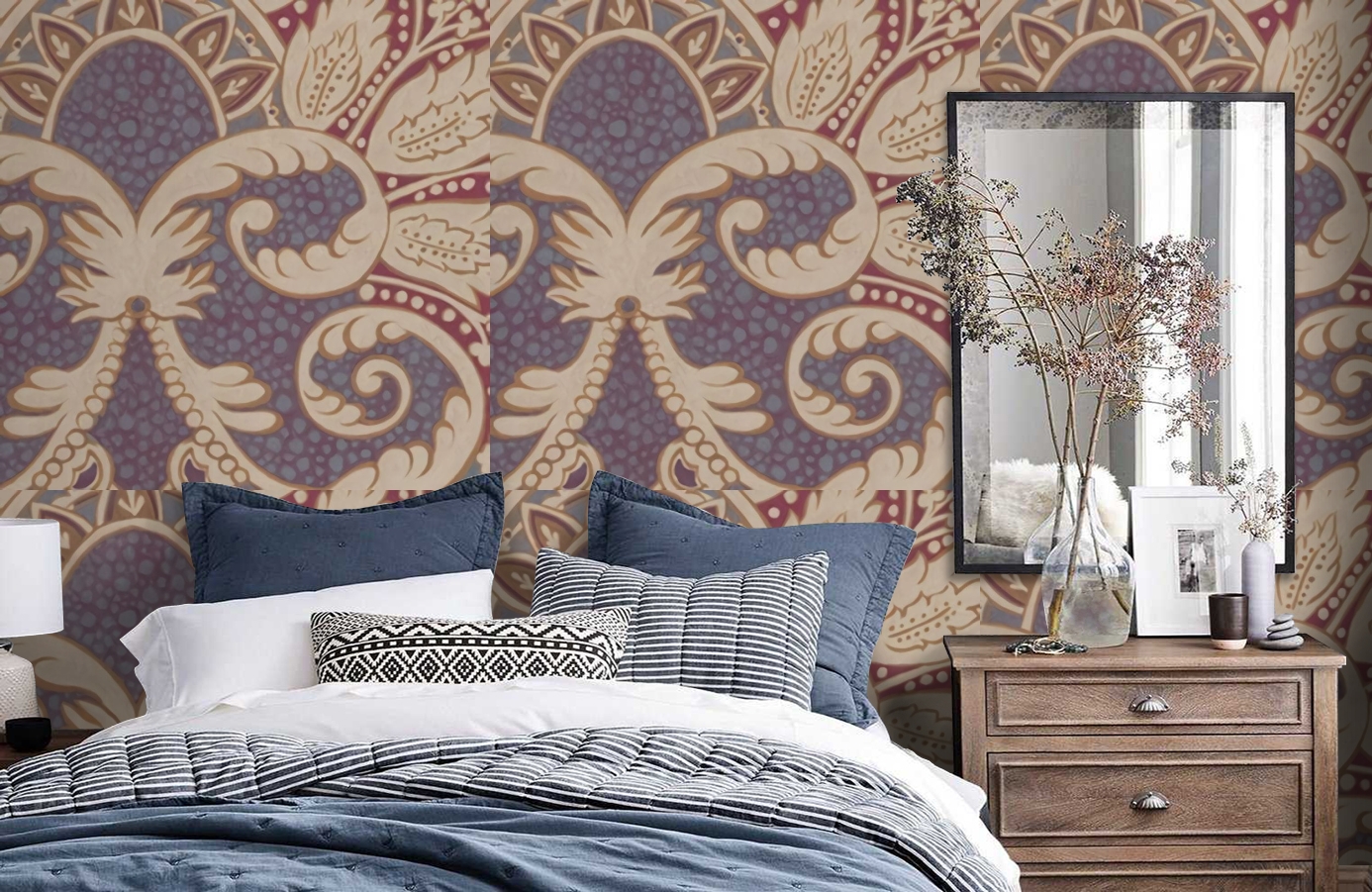 Обои Rococo 4 фото в интерьере спальни