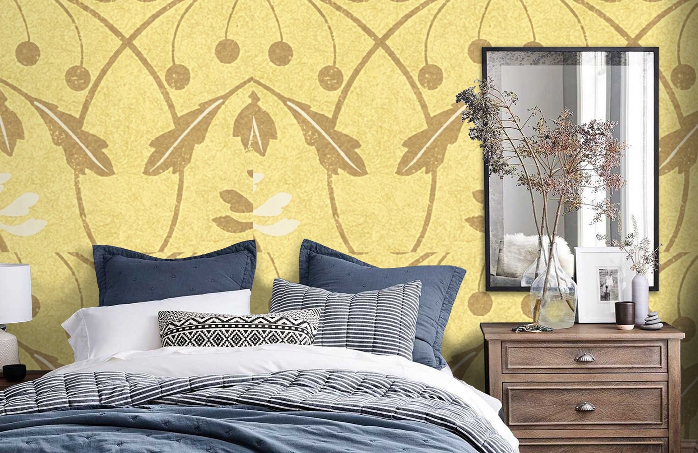 Обои Chateau-Caramel-Wpcw11374 фото в интерьере спальни