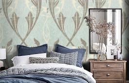 Обои Chateau-Powderblue-Wpcw18 фото в интерьере спальни превью