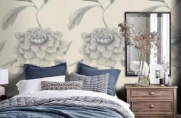 Обои Jasperpeony-Aqua-Wpcw1790 фото в интерьере спальни превью