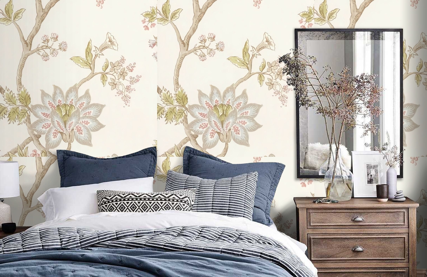 Обои Indienne 3 фото в интерьере спальни