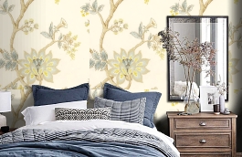 Обои Indienne-Quince-Wpcw43656 фото в интерьере спальни превью