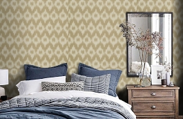 Обои Flamme De France Hemp Fab фото в интерьере спальни превью