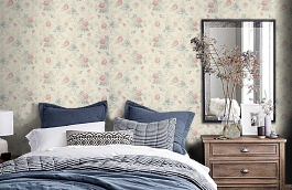 Обои Florette Rose Fabric фото в интерьере спальни превью