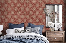 Обои Tournesal Rouge Fabric фото в интерьере спальни превью
