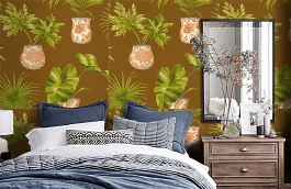 Обои F91154 фото в интерьере спальни превью