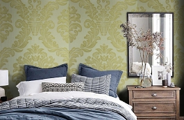 Обои SF1001 фото в интерьере спальни превью