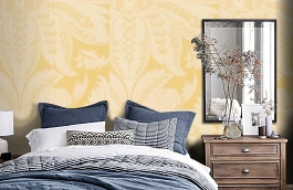 Обои Venetiandamask-Corn-Wpcw9 фото в интерьере спальни превью