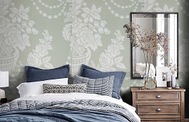 Обои KT4598 фото в интерьере спальни превью