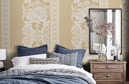 Обои KT7975 фото в интерьере спальни превью