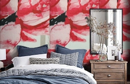 Обои KT80052 фото в интерьере спальни превью