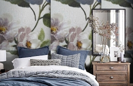 Обои KT80054 фото в интерьере спальни превью