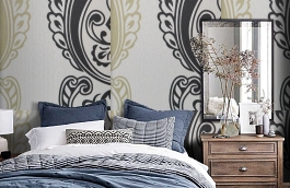 Обои KT80060 фото в интерьере спальни превью