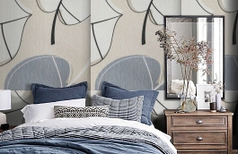 Обои KT80072 фото в интерьере спальни превью