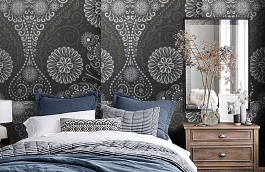 Обои KT80073 фото в интерьере спальни превью