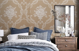 Обои KT9838 фото в интерьере спальни превью