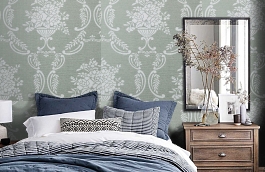 Обои KT9848 фото в интерьере спальни превью