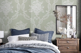 Обои KT9898 фото в интерьере спальни превью