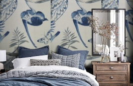 Обои F75.0004.A05 TOILE.39467 фото в интерьере спальни превью