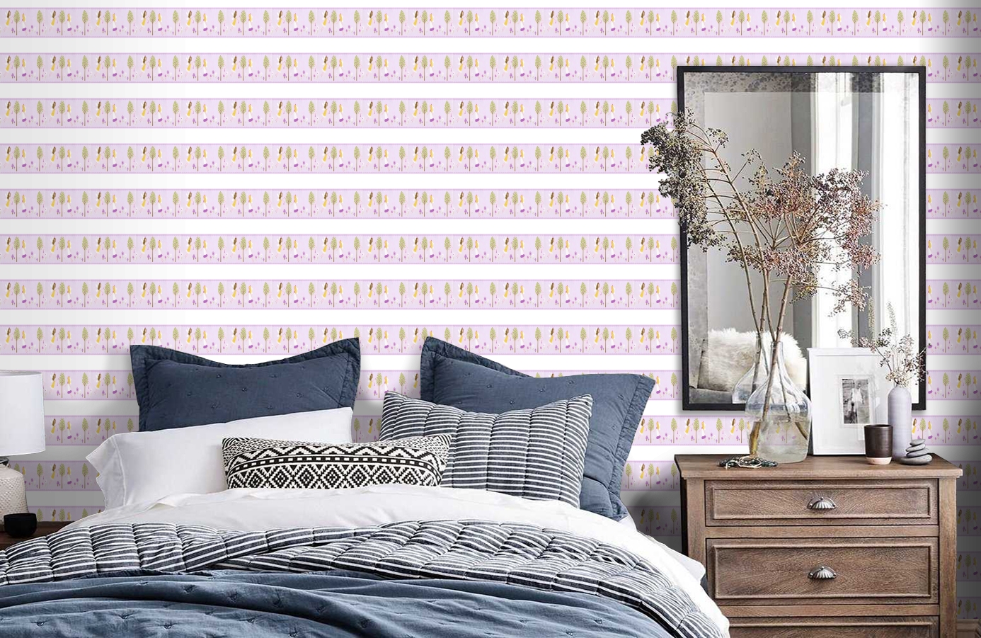 Обои DLB50085 фото в интерьере спальни