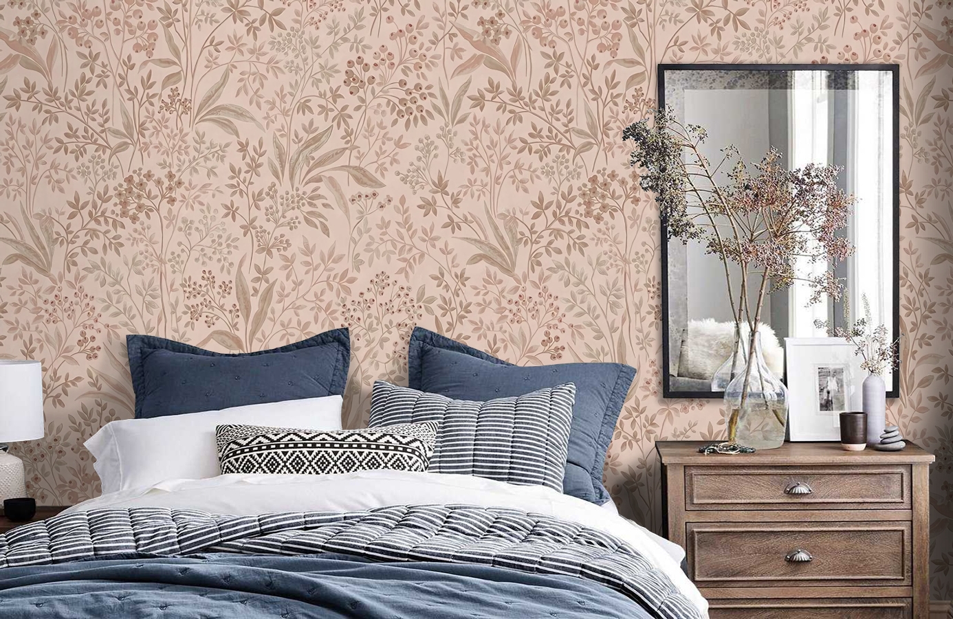 Обои 7290 фото в интерьере спальни