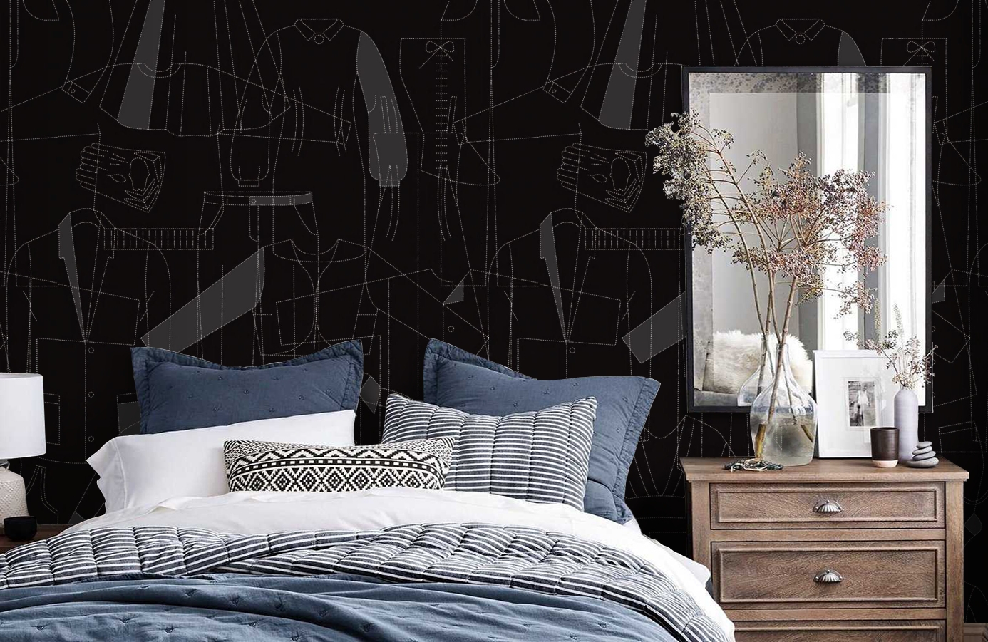 Обои DM210-4 фото в интерьере спальни