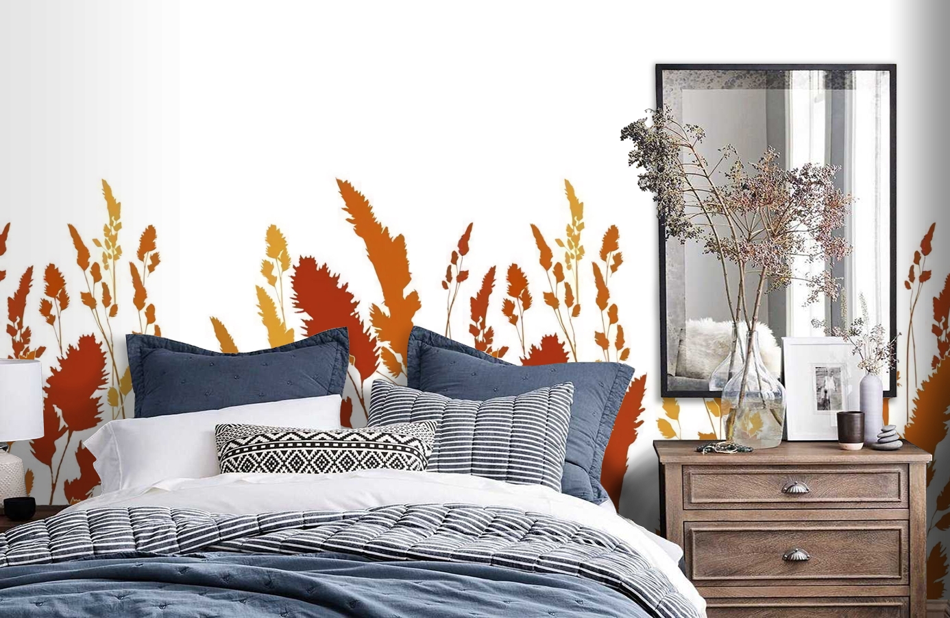 Обои DM220-2 фото в интерьере спальни