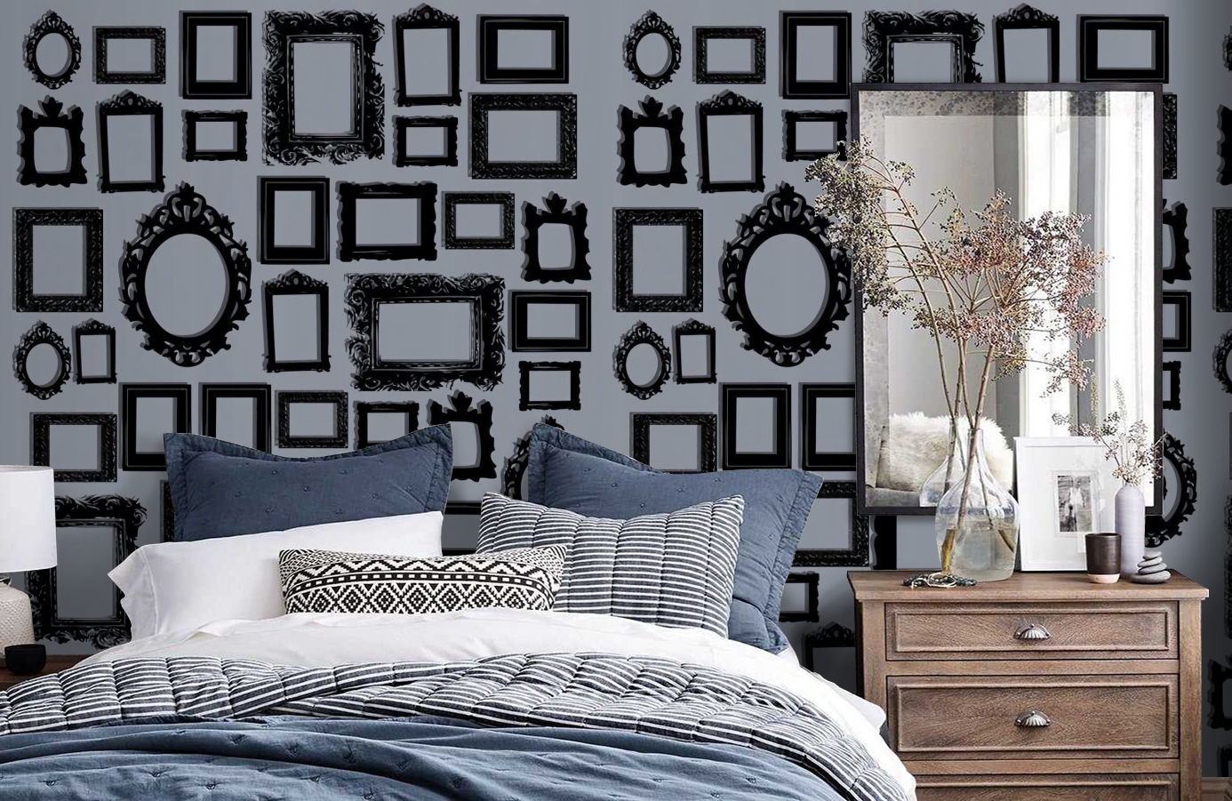 Обои P010602-4 фото в интерьере спальни