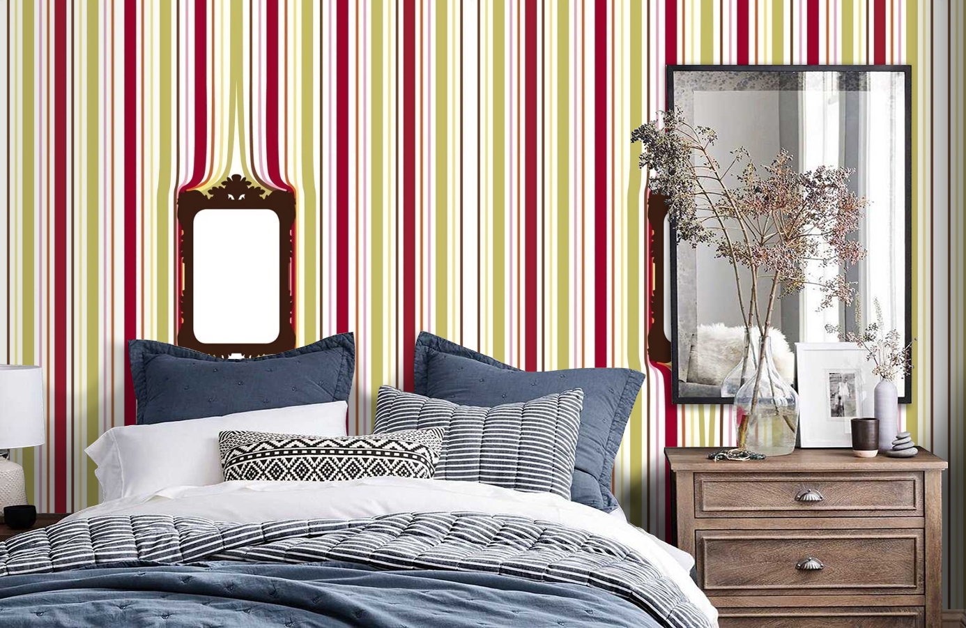 Обои P010803-4 фото в интерьере спальни