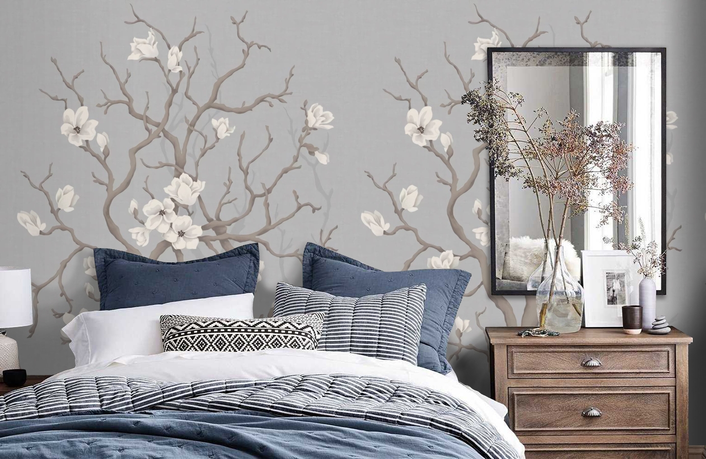 Обои P030404-4 фото в интерьере спальни