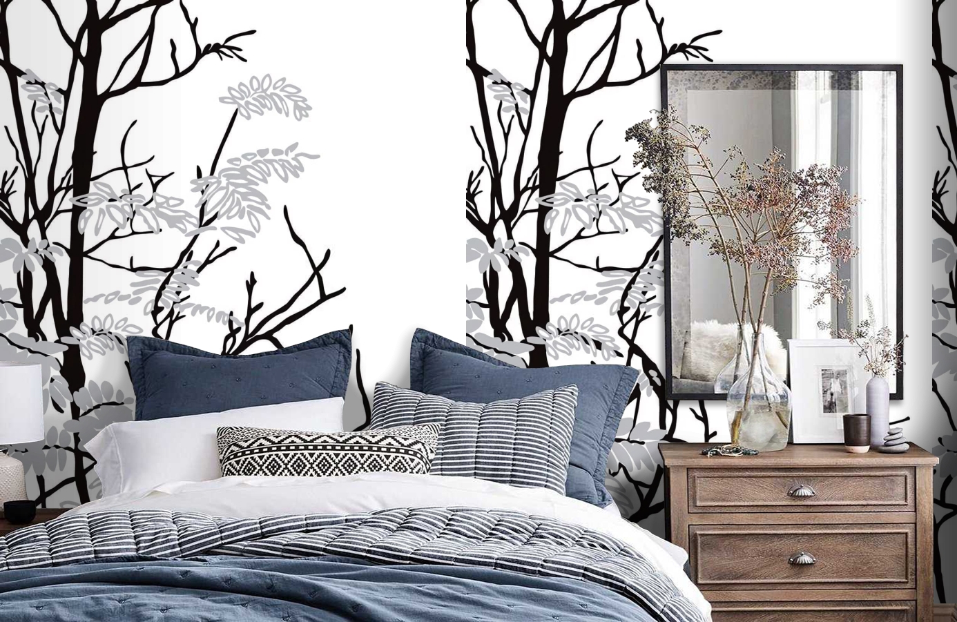 Обои P031802-4 фото в интерьере спальни