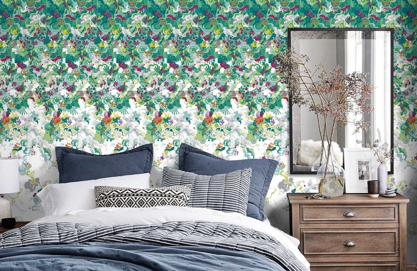 Обои P032301-4 фото в интерьере спальни