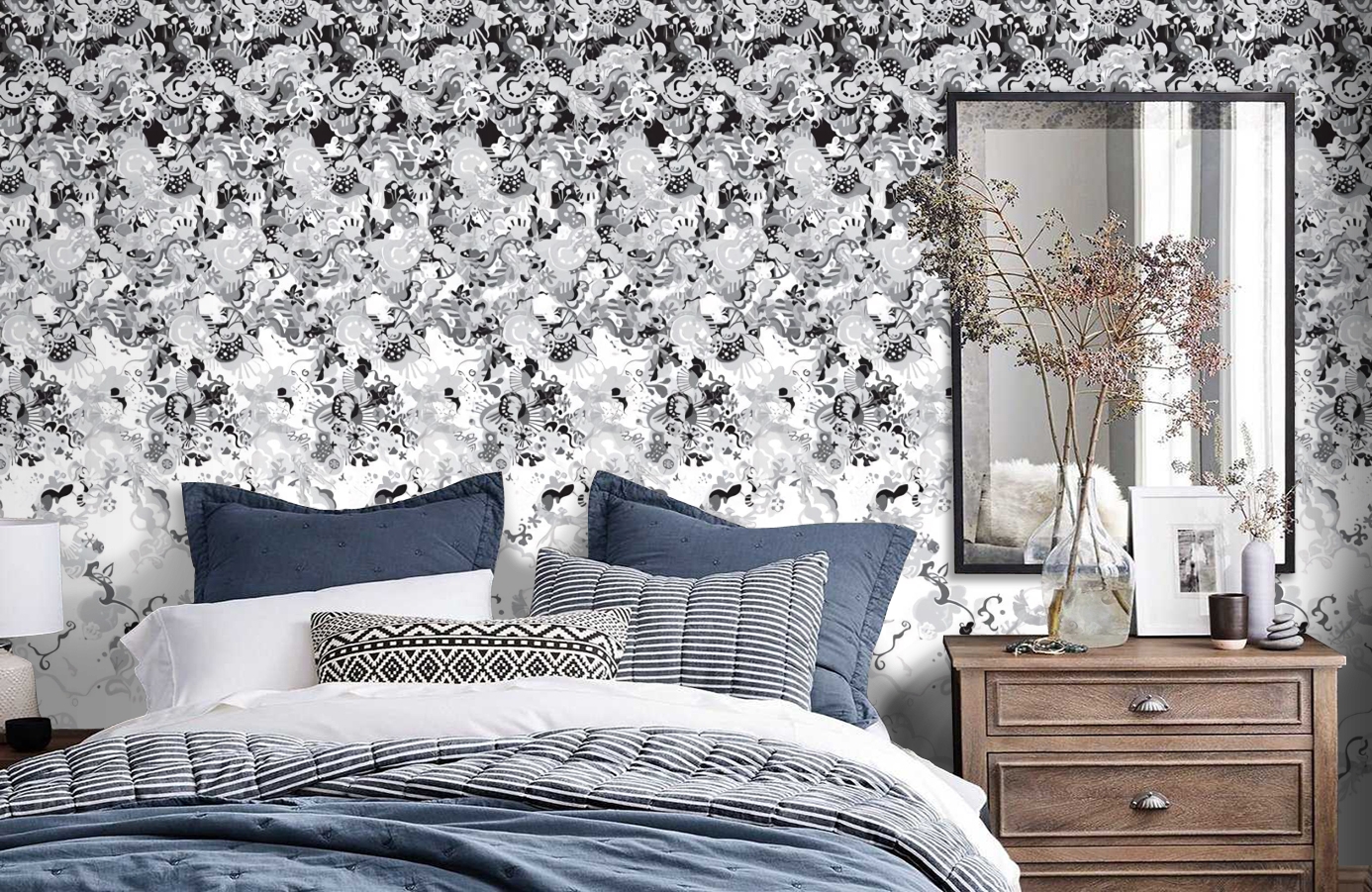 Обои P032303-4 фото в интерьере спальни