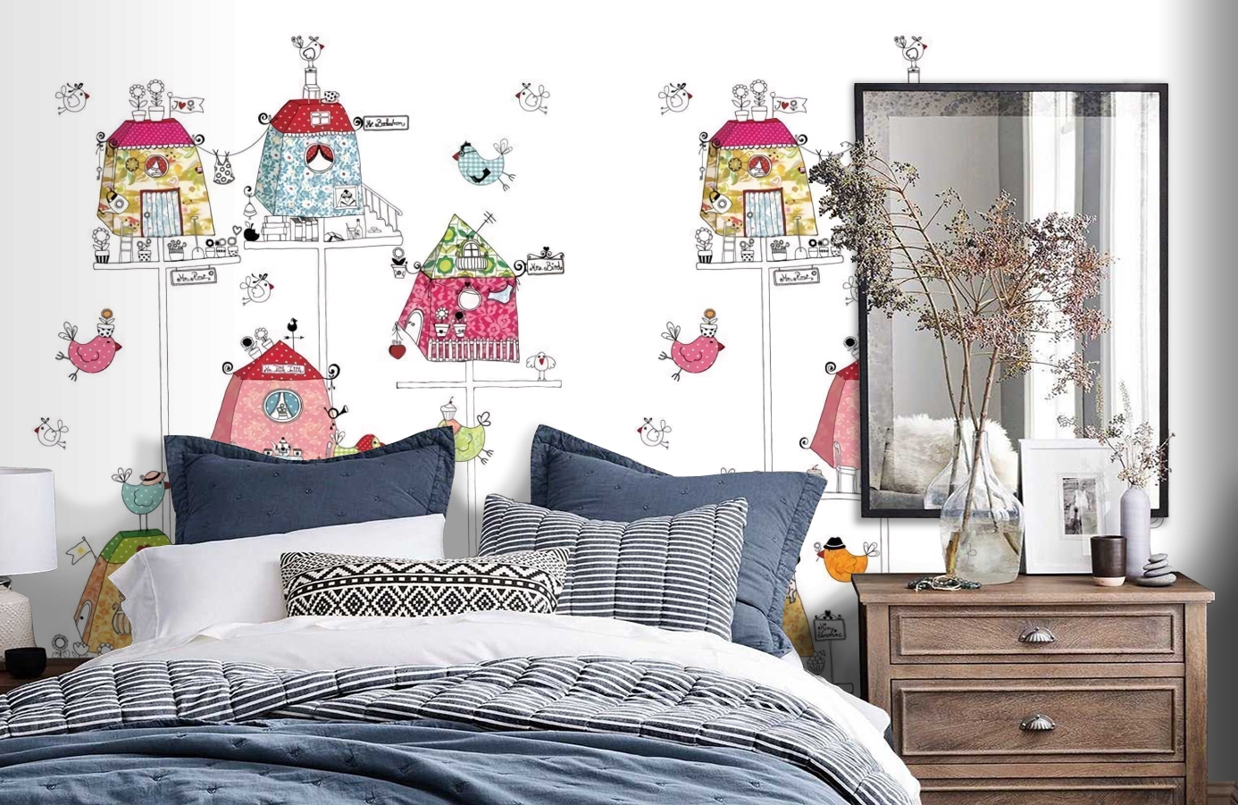 Обои P120301-4 фото в интерьере спальни