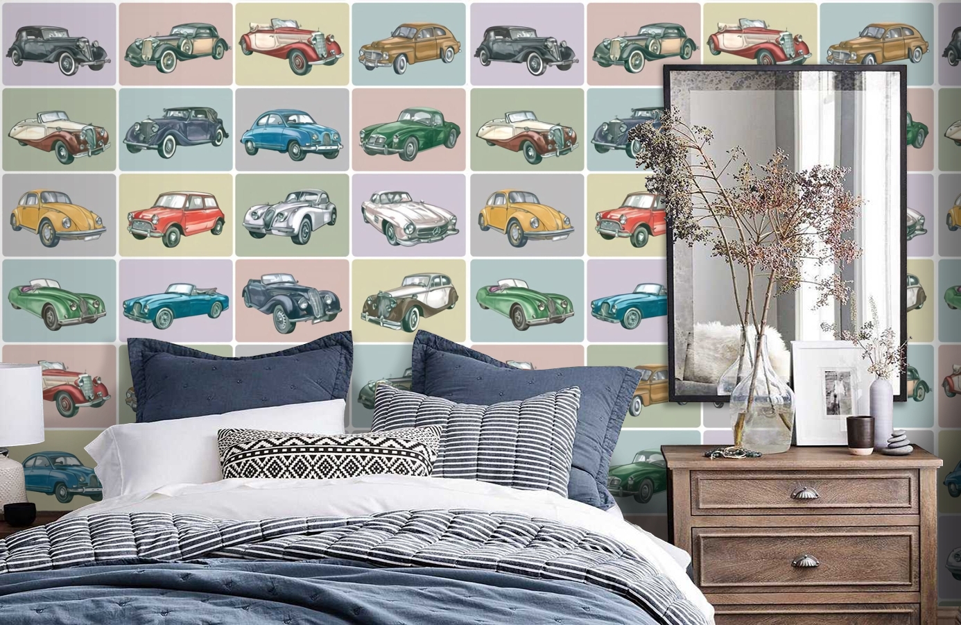 Обои P120601-4 фото в интерьере спальни