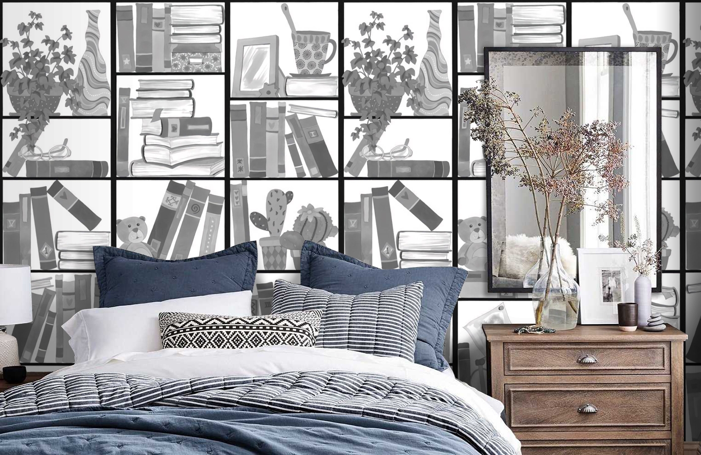 Обои P121601-4 фото в интерьере спальни