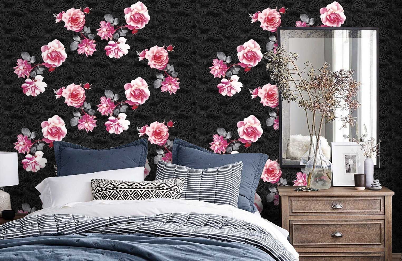 Обои P142702-4 фото в интерьере спальни Обои P142702-4 фото в интерьере спальни