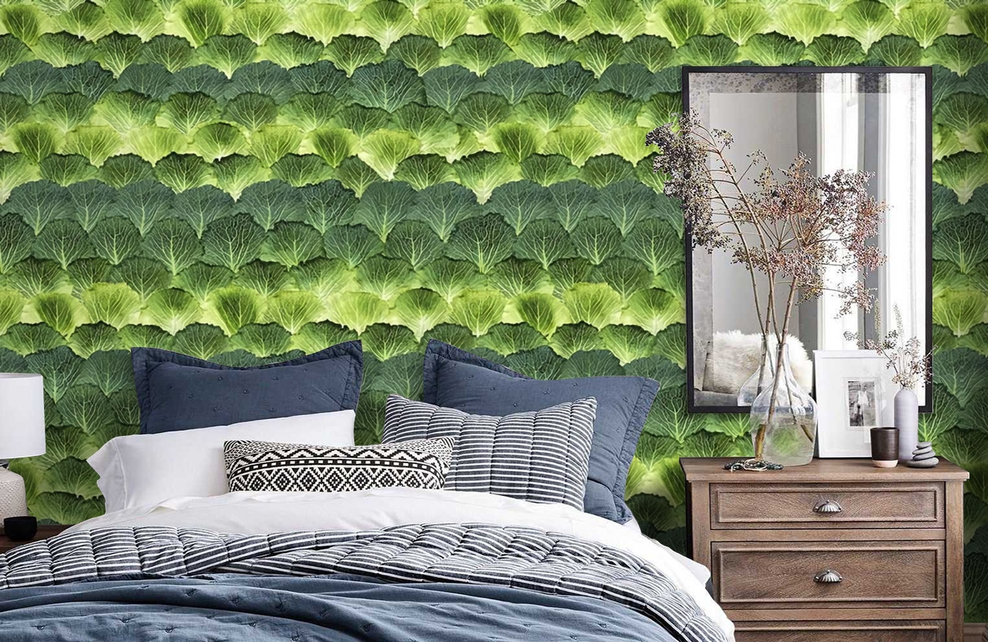 Обои P193001-4 фото в интерьере спальни