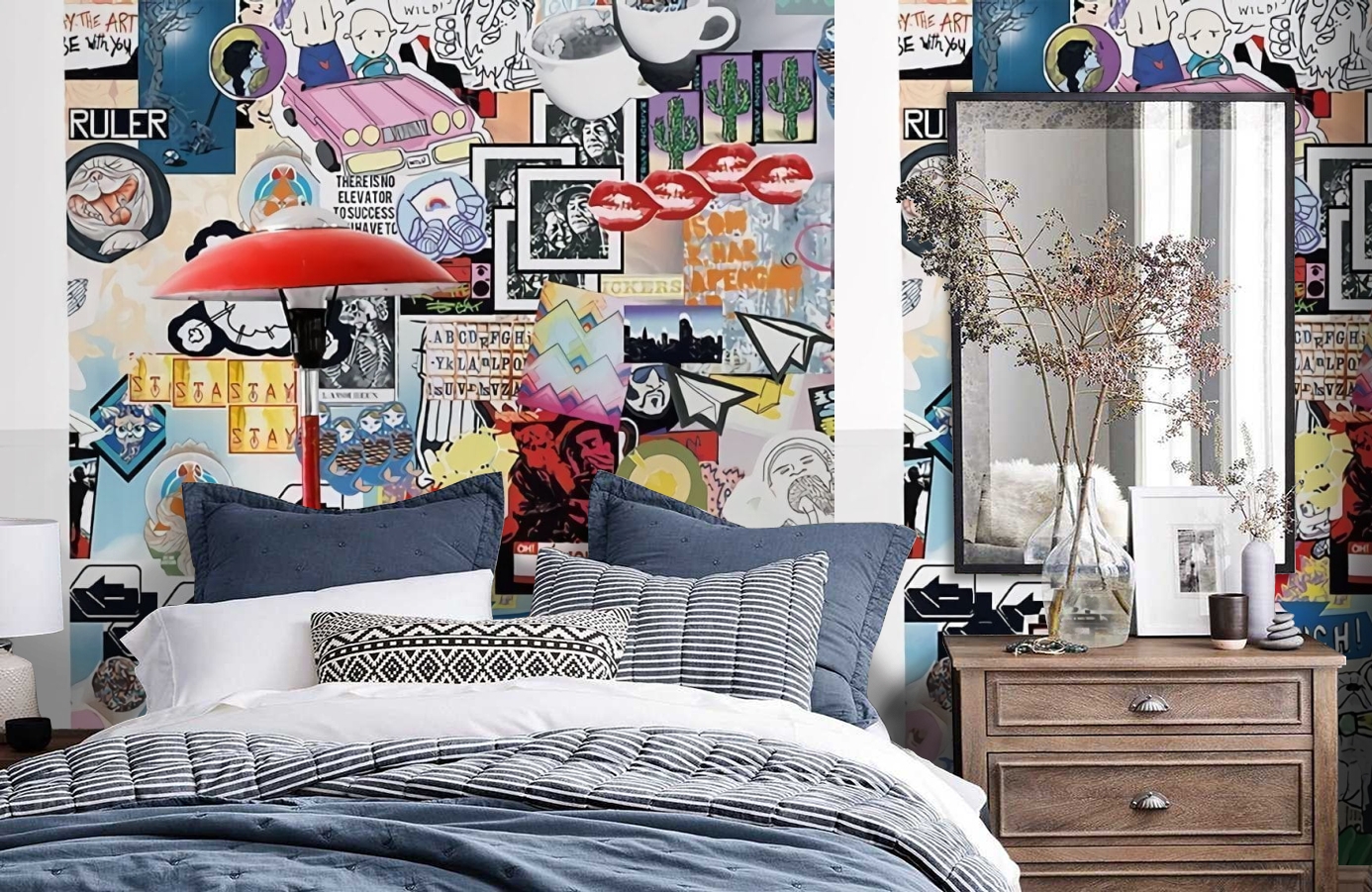 Обои P202701-5 фото в интерьере спальни