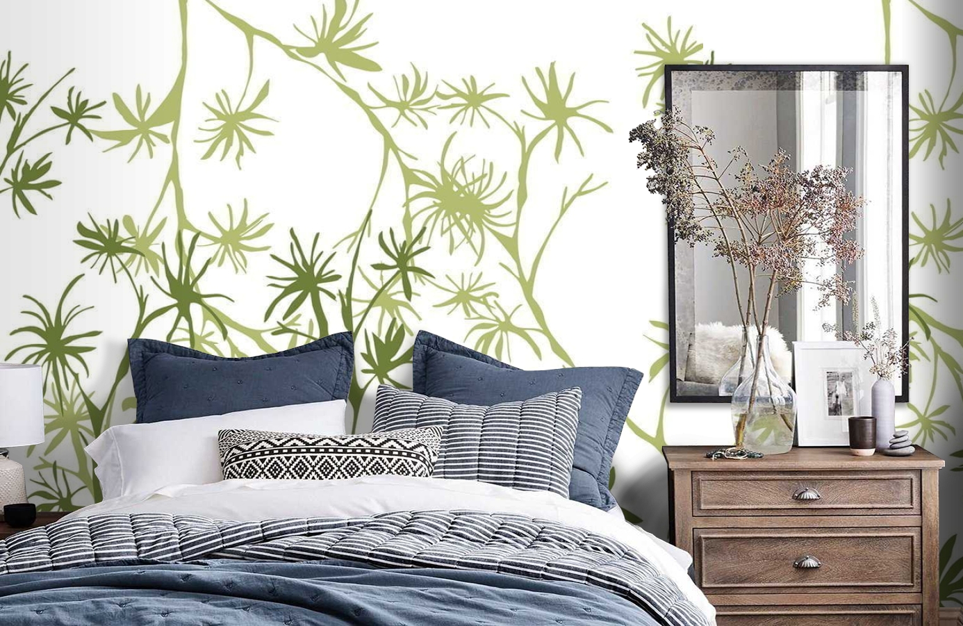 Обои DM201-1 фото в интерьере спальни