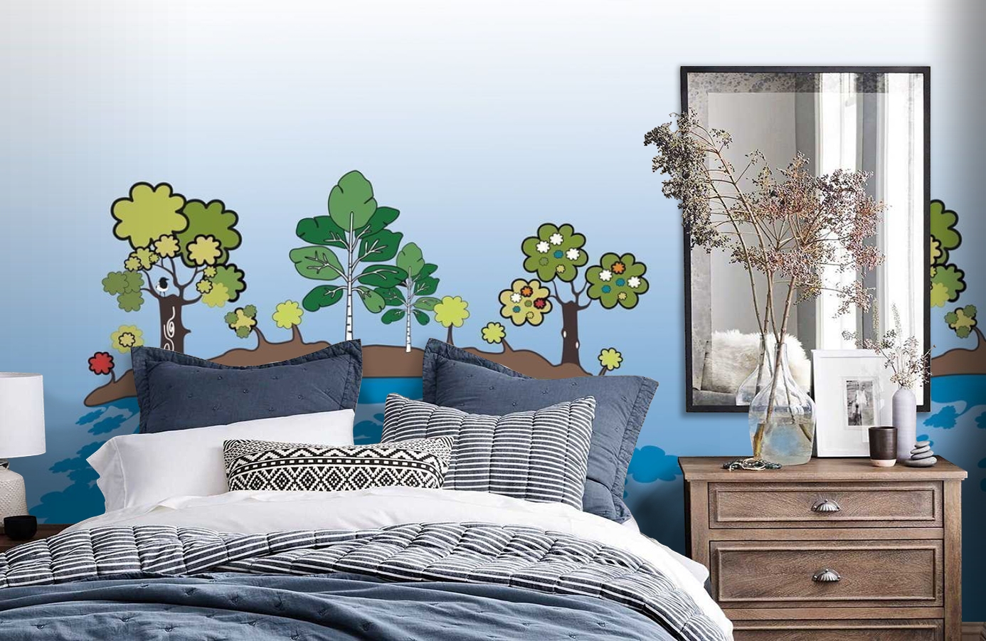 Обои DM204-1 фото в интерьере спальни Обои DM204-1 фото в интерьере спальни