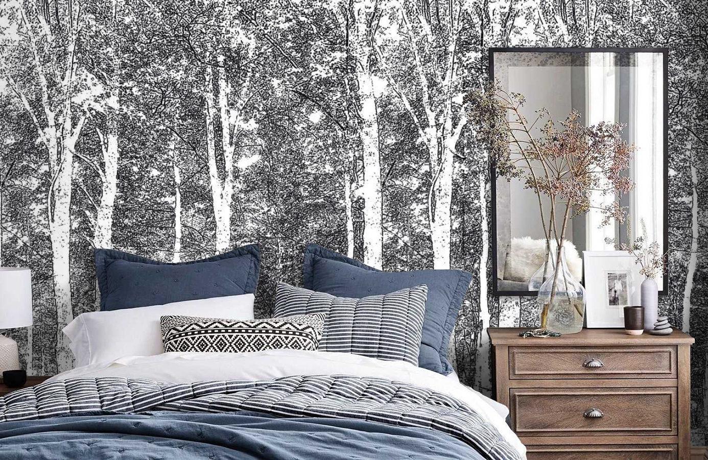 Обои DM216-4 фото в интерьере спальни