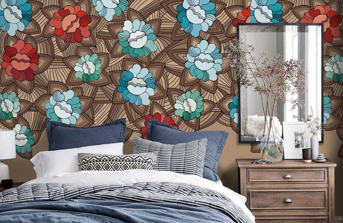 Обои DM219-2 фото в интерьере спальни