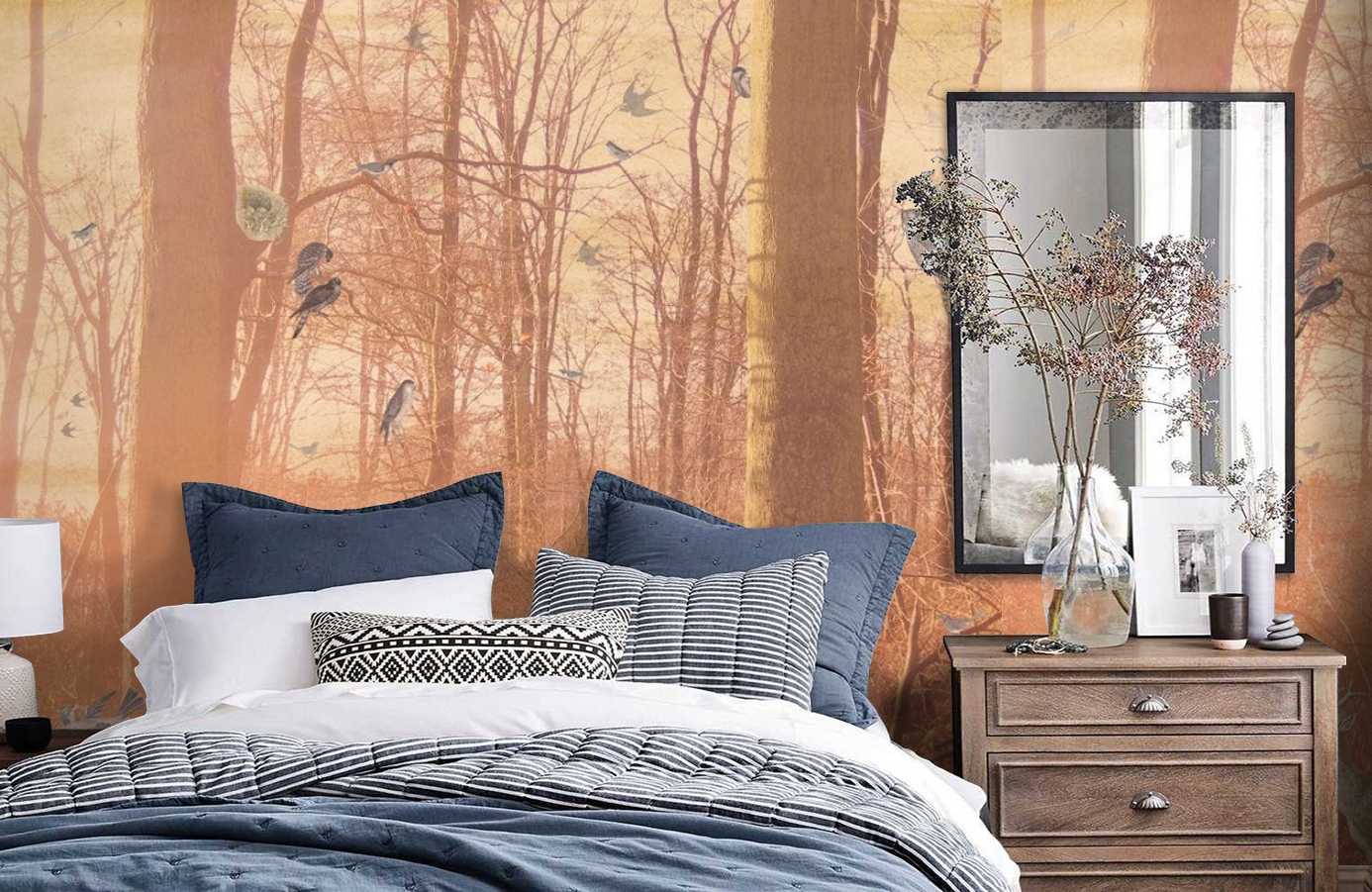 Обои P011401-6 фото в интерьере спальни