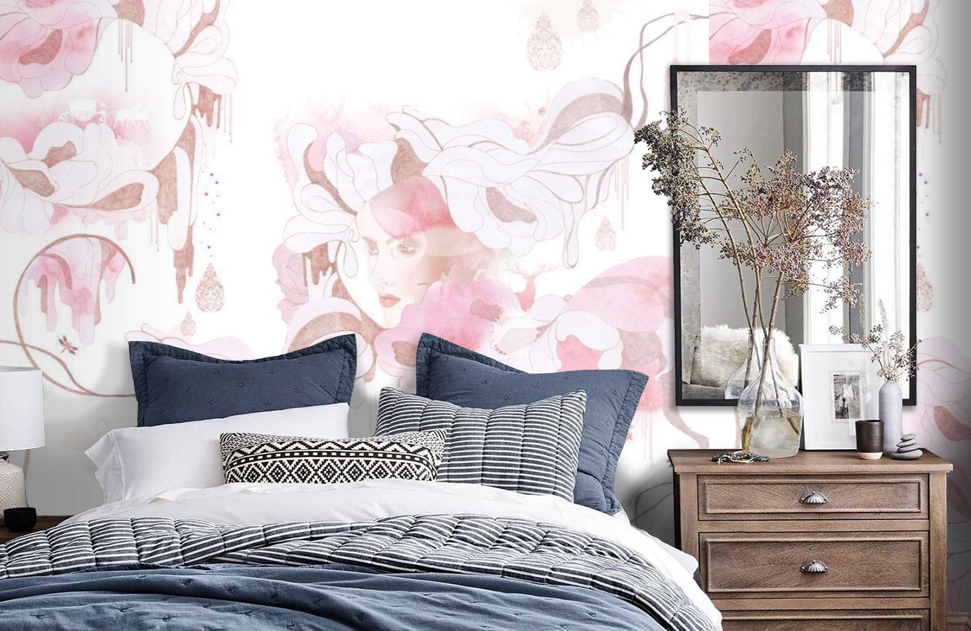 Обои P030301-6 фото в интерьере спальни