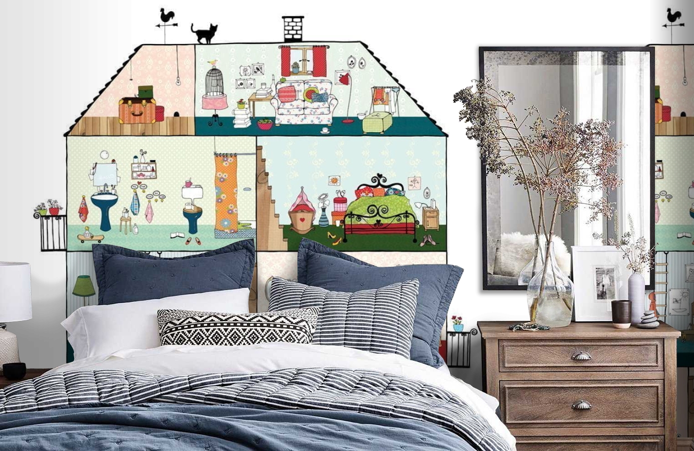 Обои P120701-6 фото в интерьере спальни