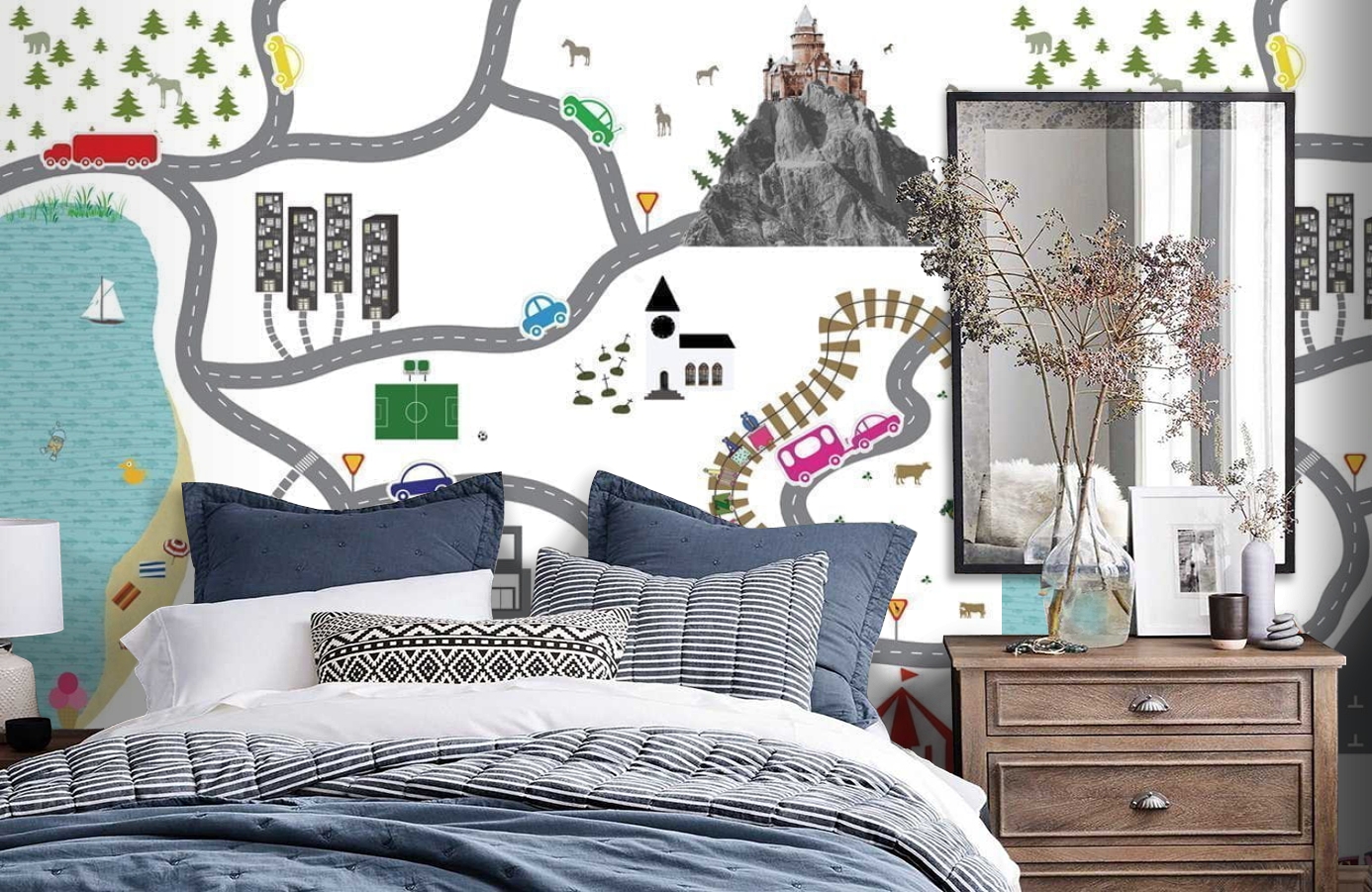 Обои P121002-6 фото в интерьере спальни