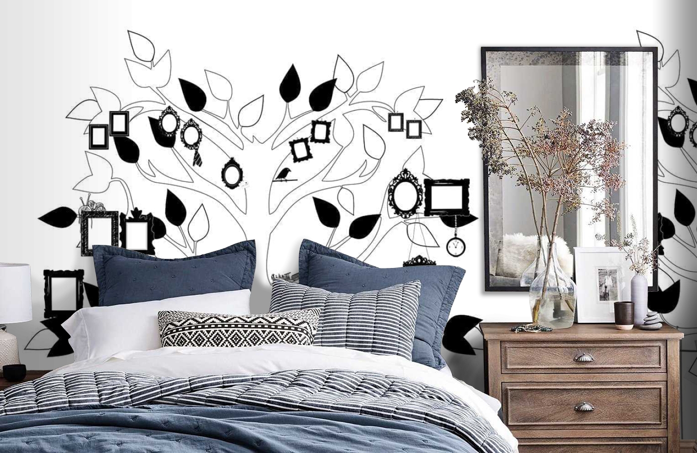 Обои P121202-6 фото в интерьере спальни