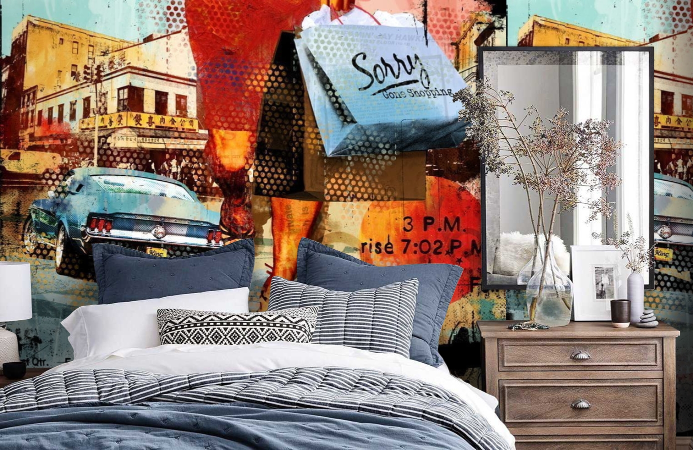 Обои P141801-6 фото в интерьере спальни